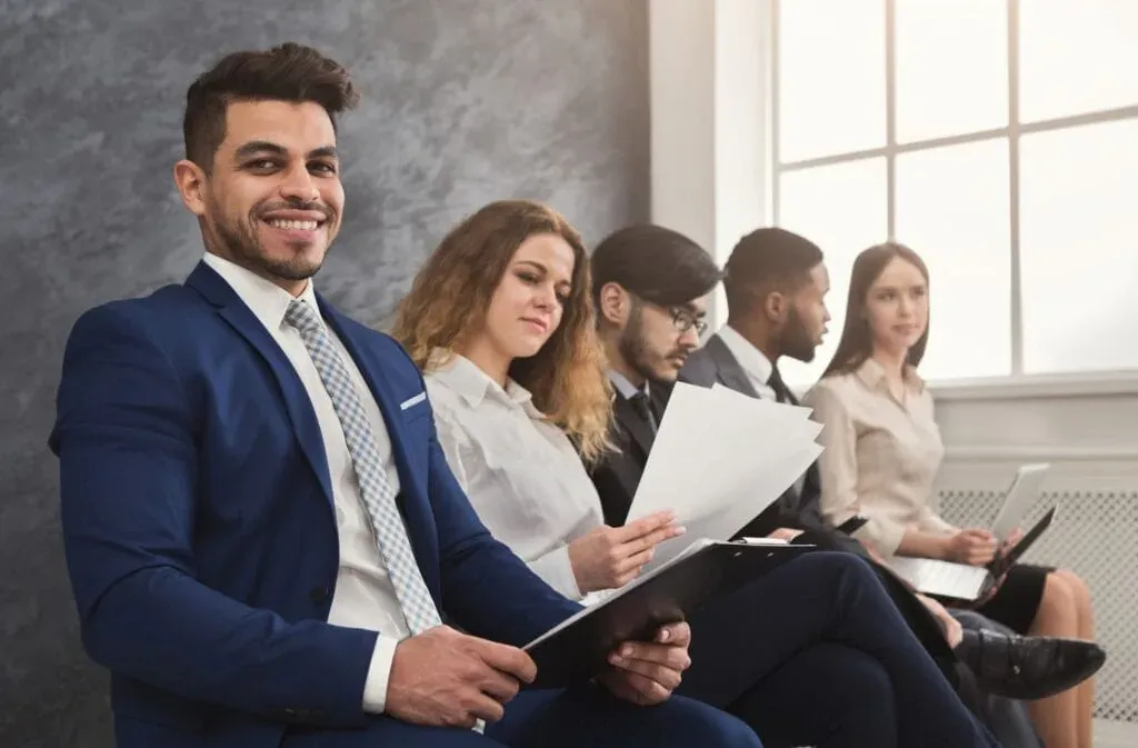 Picture of candidates waiting for job interview
