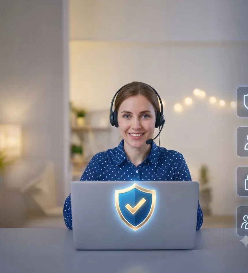 Candidate completing a verified remote interview with identity, security and integrity checks