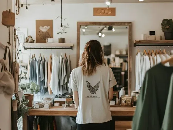 Retail associate on the shop floor of a boutique