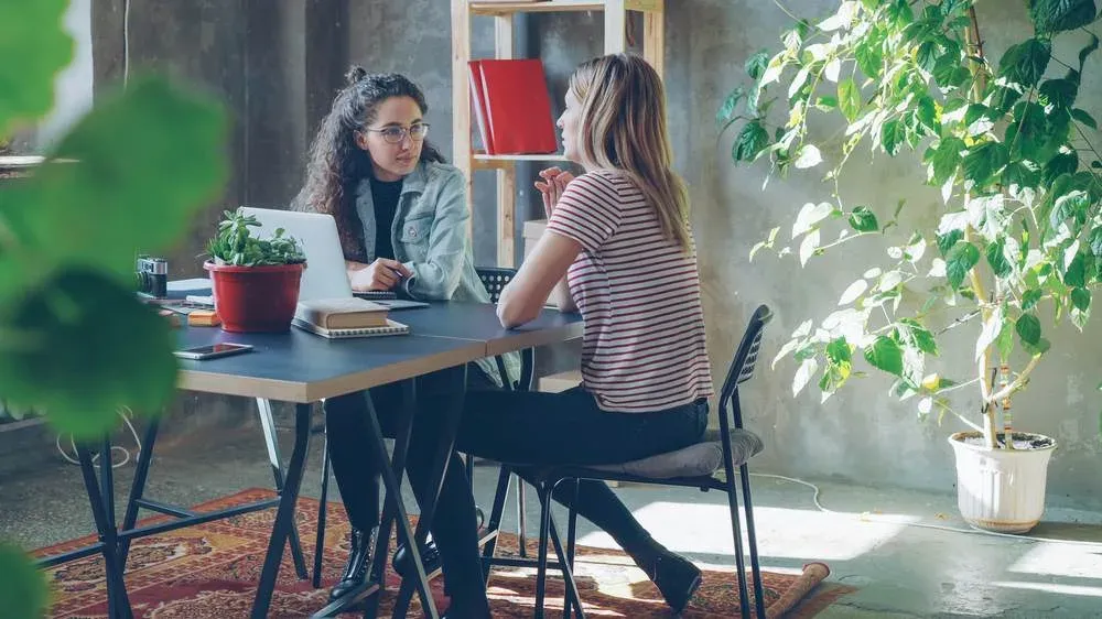 Student practising a one-to-one interview